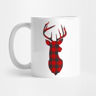 Christmas Deer Head Red Buffalo Plaid Mug